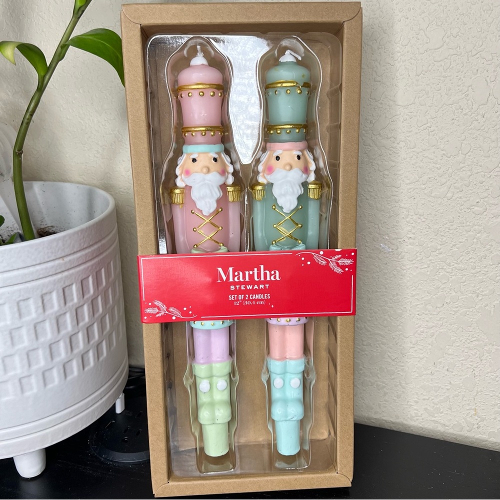 NEW Martha Stewart Christmas 12” Pastel Nutcracker Taper Candles Set
